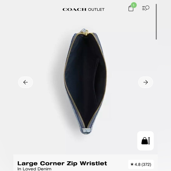 Coach Large Corner Zip Wristlet In Loved Denim - Picture 7 of 9